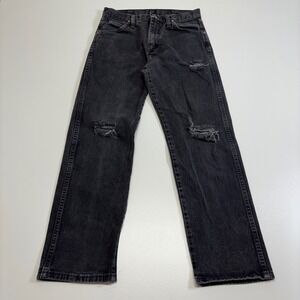 Wrangler 13MWZ Black Distressed Jeans 30x30 Straight Leg Western Y2K